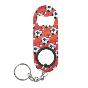 Santa Hat Soccer Ball Pattern on Red