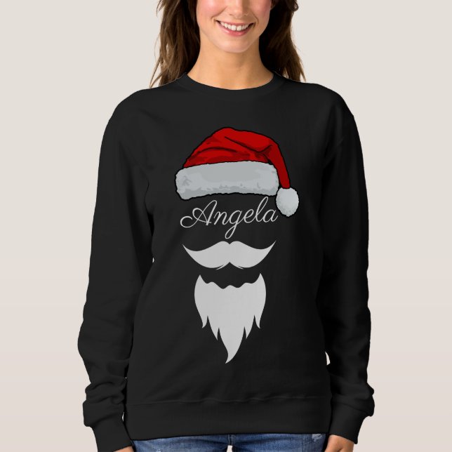  Santa Hat Split Monogram Shirt, Personalized Name Sweatshirt (Front)