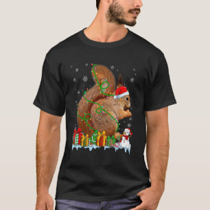 Santa Hat Squirrel Christmas Lights Animals 1 T-Shirt