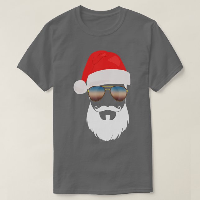 Santa Hat Sunglasses Beard Santa Presentidee  T-Shirt (Design Front)