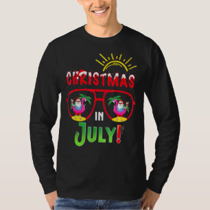Santa Hat Sunglasses Christmas In July  Summer T-Shirt