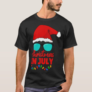 Santa Hat Sunglasses Summer Celebration Christmas T-Shirt