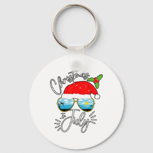 Santa Hat Sungles Summer Vacation Christmas In Jul Key Ring