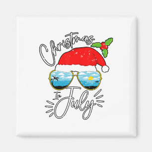 Santa Hat Sungles Summer Vacation Christmas In Jul Magnet