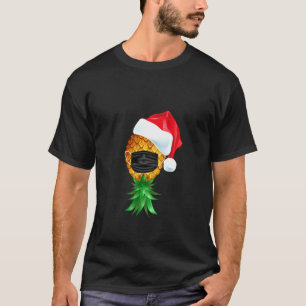 Santa Hat Swinger Upside Down Pineapple Mask Long  T-Shirt