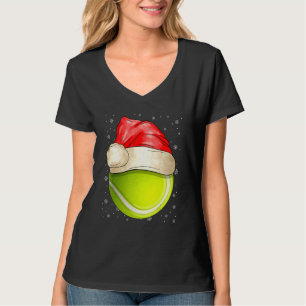 Santa Hat Tennis Christmas Cute Sport  Ugly Xmas T-Shirt