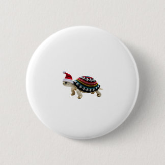 Santa Hat Tortoise - Vintage Sea Turtle Xmas Ugly  6 Cm Round Badge
