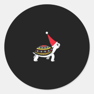 Santa Hat Tortoise - Vintage Sea Turtle Xmas Ugly Classic Round Sticker
