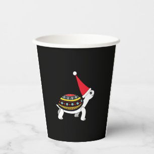 Santa Hat Tortoise - Vintage Sea Turtle Xmas Ugly Paper Cups