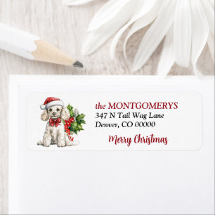 Santa Hat Toy Poodle Christmas Return Address