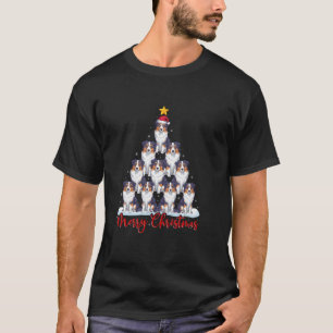 Santa Hat Ugly Xmas Australian Shepherd Dog Christ T-Shirt