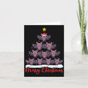 Santa Hat Ugly Xmas Funny Bat Christmas Tree  Card