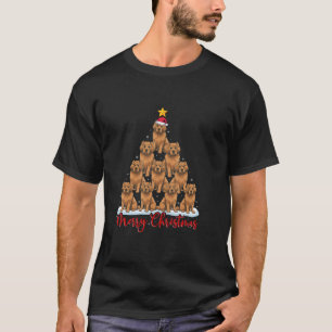 Santa Hat Ugly Xmas Funny Briard Dog Christmas Tre T-Shirt