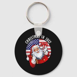 Santa Hat Usa Flag Summer Party Funny Christmas In Key Ring