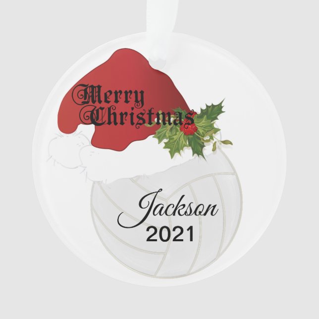 Santa Hat Volleyball Design | DIY Name Ornament (Front)