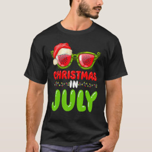 Santa Hat Watermelon Sunglasses Christmas In July  T-Shirt