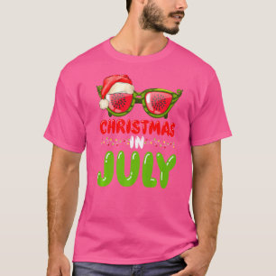 Santa Hat Watermelon Sunglasses Christmas In July T-Shirt