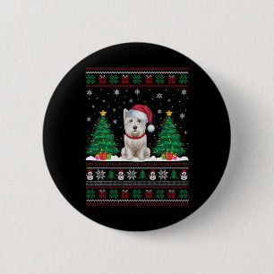 Santa Hat Westie Dog Christmas Tree Lights Ugly Sw 6 Cm Round Badge