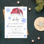 Santa hat Winter baby shower Invitation<br><div class="desc">Invite your guests with this watercolor Santa hat and snowflakes - baby shower elegant invitation. Use the design tools to edit the text,  change font colour and style to create a unique one of a kind invitation design.</div>