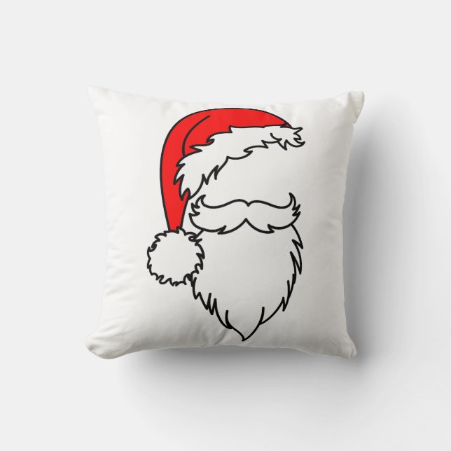 Santa Hat with Beard Throw Pillow (Front)
