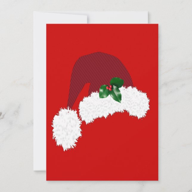 Santa Hat with Holly Invitation (Front)