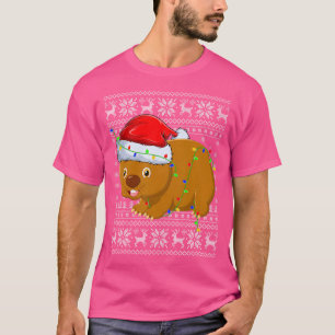Santa Hat Wombat Xmas Lighting Ugly Wombat Christm T-Shirt