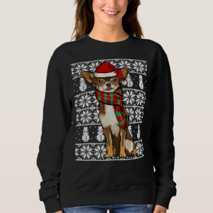 Santa Hat Xmas Brown Chihuahua Ugly Sweatshirt