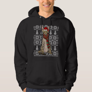 Santa Hat Xmas Devon Rex Cat Ugly Christmas Hoodie