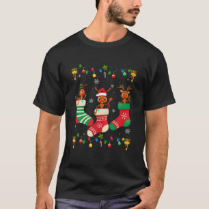 Santa Hat Xmas Light Funny Three Ant in Christmas  T-Shirt