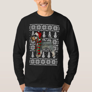 Santa Hat Xmas Miniature Schnauzer Ugly Christmas T-Shirt