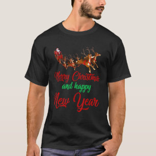 Santa Hat Xmas Pyjamas Merry Christmas and Happy N T-Shirt