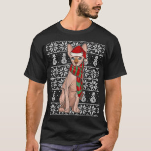 Santa Hat Xmas Sphynx Cat Ugly Christmas T-Shirt