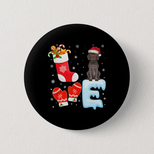 Santa Hat Xmas Stocking German Shorthaired Pointer 6 Cm Round Badge (Front)