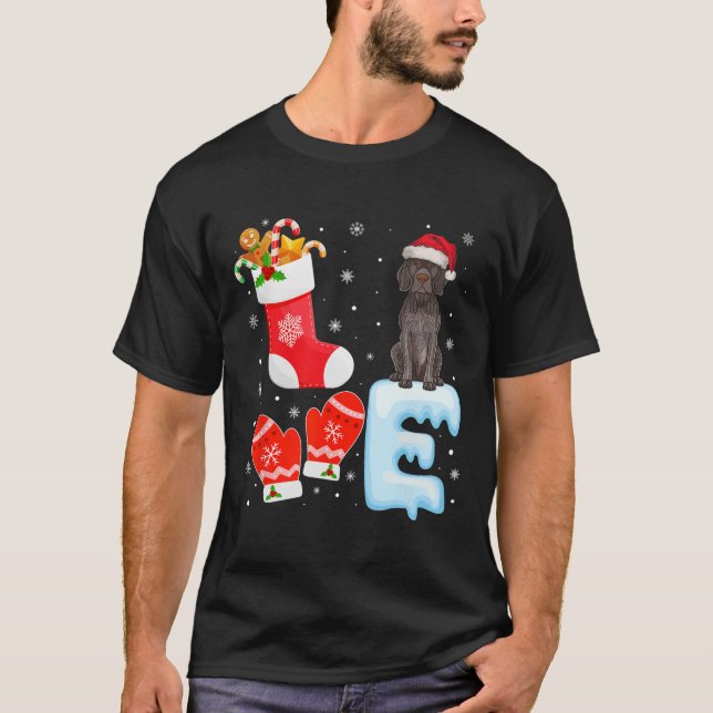 Santa Hat Xmas Stocking German Shorthaired Pointer T-Shirt (Front)