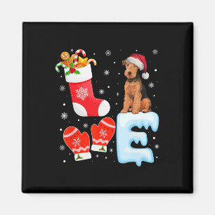 Santa Hat Xmas Stocking Holiday Airedale Terrier D Magnet