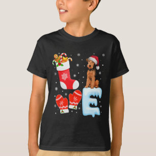 Santa Hat Xmas Stocking Holiday Airedale Terrier D T-Shirt