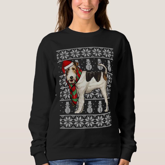 Santa Hat Xmas Wire Fox Terrier Ugly Christmas Sweatshirt (Front)
