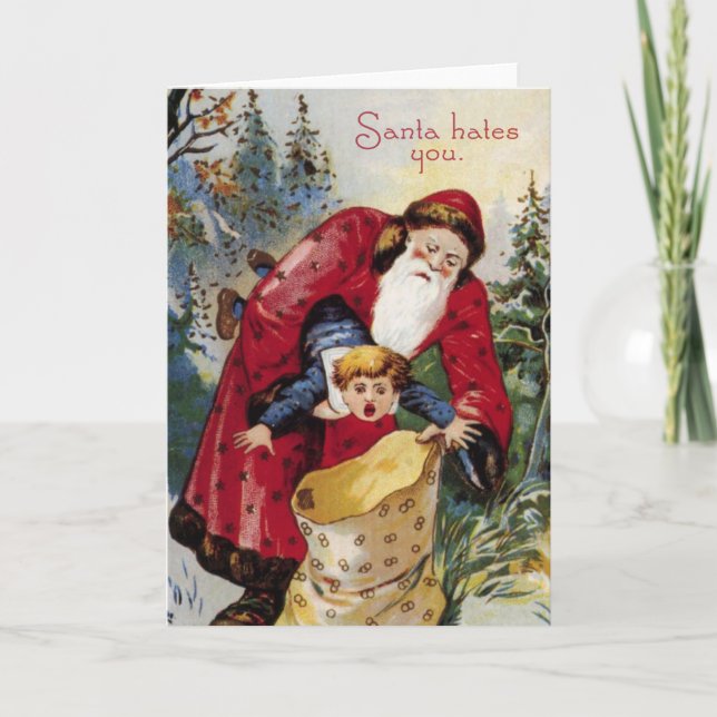 Santa hates you - funny vintage Christmas card (Front)