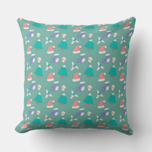 Santa Hats, Snowmen and Christmas Trees Cushion