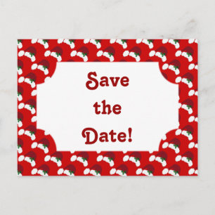 Santa Hats with Holly Save the Date Postcard