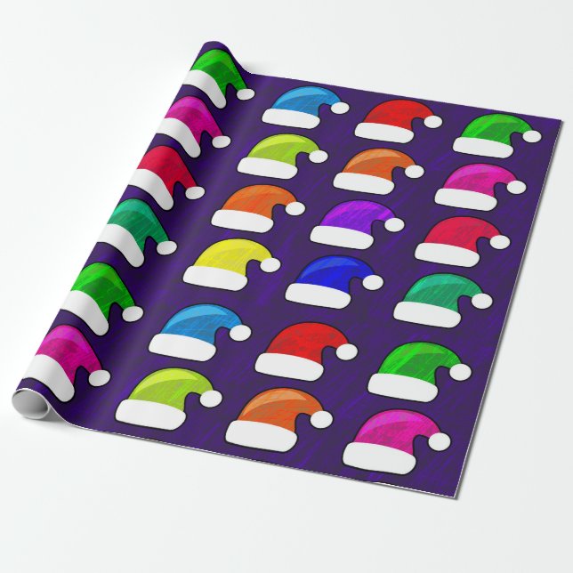 santa hats wrapping paper (Unrolled)