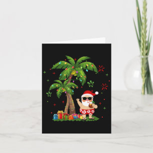 Santa Hawaiian Christmas Palm Tree Lights Xmas Card
