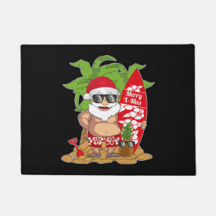Santa Hawaiian Surfing Christmas in July Gift Doormat
