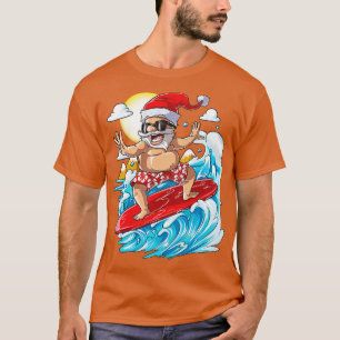 Santa Hawaiian Surfing Christmas Summer Surf Hawai T-Shirt