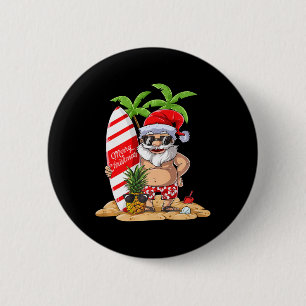 Santa Hawaiian Surfing T Shirt Christmas Summer Su 6 Cm Round Badge