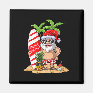 Santa Hawaiian Surfing T Shirt Christmas Summer Su Magnet