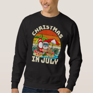 Santa Hawaiian Vintage Retro Surfing Santa Christm Sweatshirt