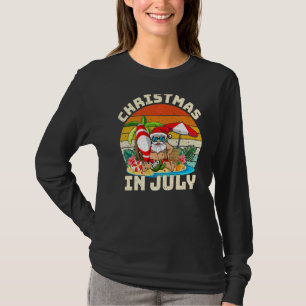 Santa Hawaiian Vintage Retro Surfing Santa Christm T-Shirt