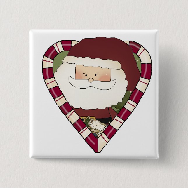 Santa Heart Holiday Tshirts and Gifts 15 Cm Square Badge (Front)