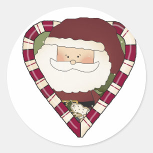 Santa Heart Holiday Tshirts and Gifts Classic Round Sticker